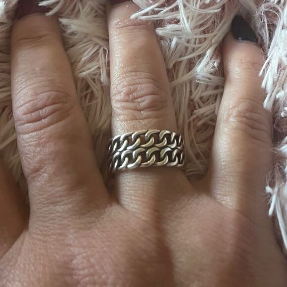 The Double Link Punk Ring in antiqued 925 silver. - Picture 8 of 10